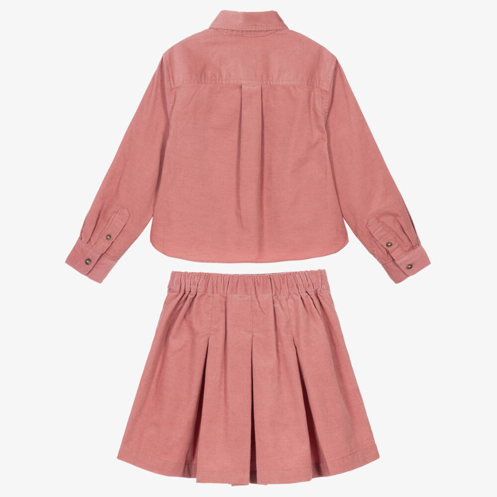 Ralph Lauren-Girls Pink Cotton Corduroy Shorts Set | Childrensalon