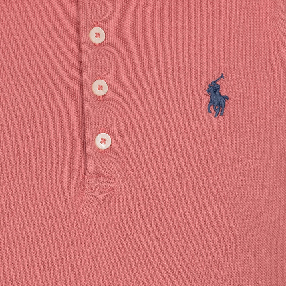 Ralph Lauren-Girls Pink Cotton Piqué Polo Dress | Childrensalon