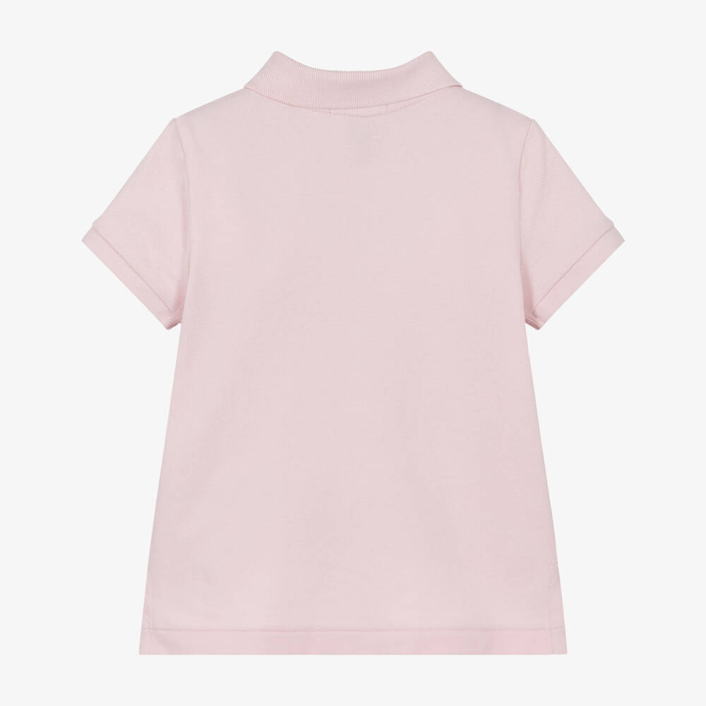 Ralph Lauren-Girls Pink Cotton Piqué Short Sleeve Polo Shirt | Childrensalon