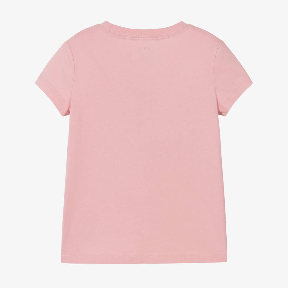 Ralph Lauren-Girls Pink Cotton Polo Bear T-Shirt | Childrensalon