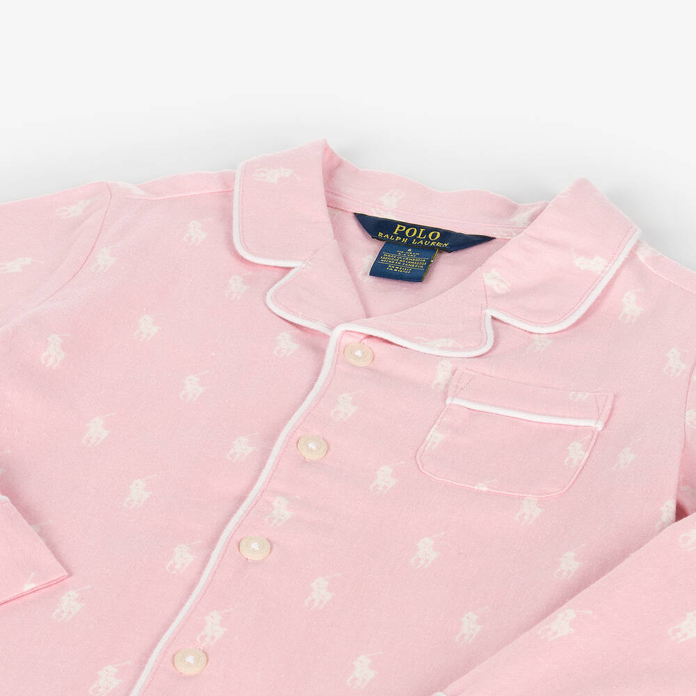 Ralph Lauren-Girls Pink Cotton Pyjamas | Childrensalon