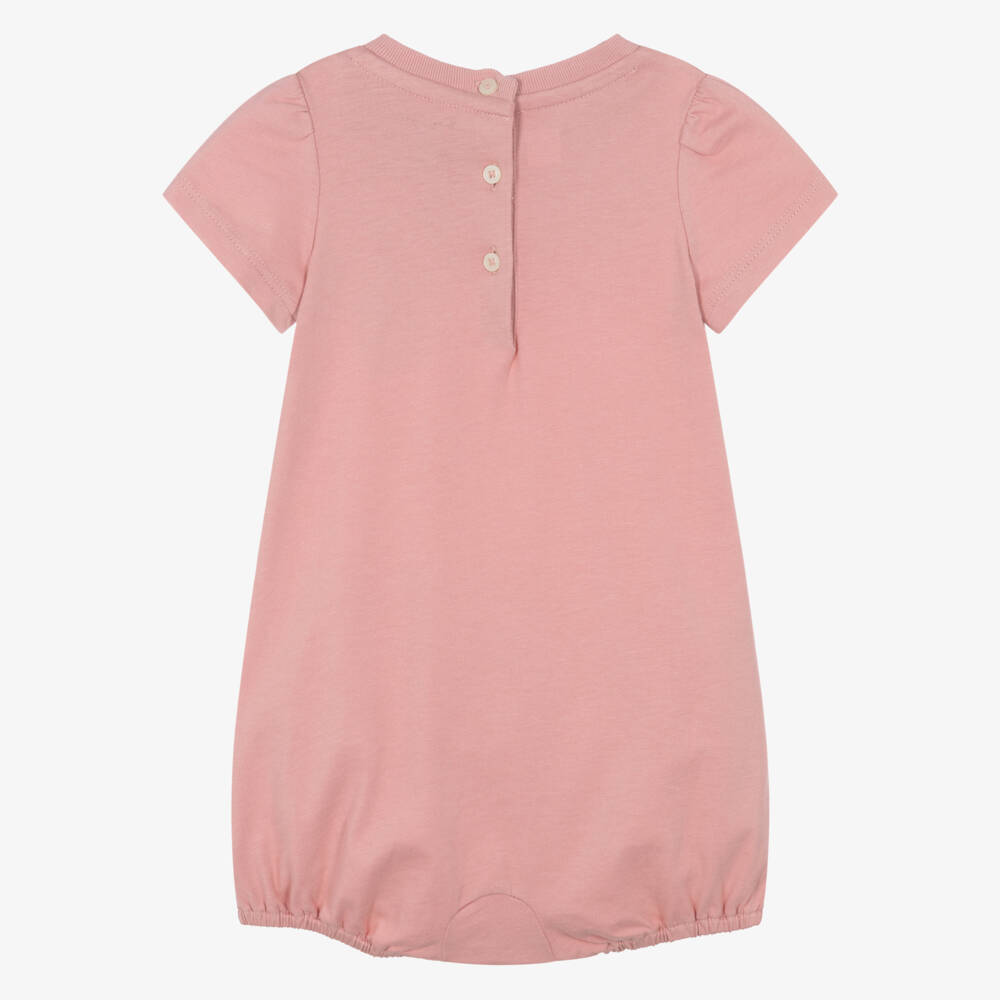 Ralph Lauren-Girls Pink Cotton Shortie with Patchwork Logo Motif | Childrensalon