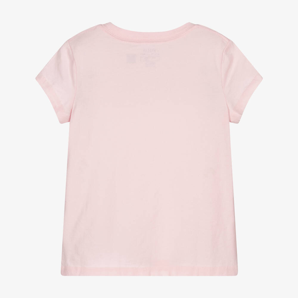 Ralph Lauren-Girls Pink Cotton T-Shirt | Childrensalon