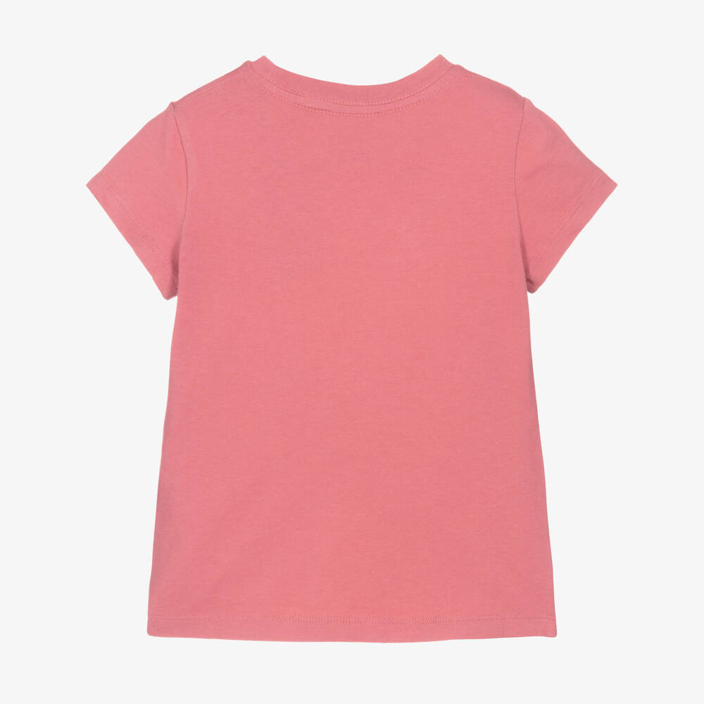 Ralph Lauren-Футболка из хлопка цвета лосося с вышитым логотипом для девочек | Childrensalon
