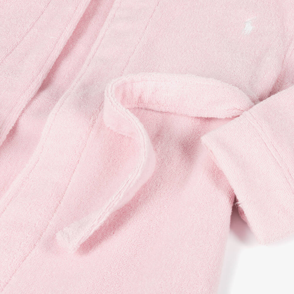 Ralph Lauren-Girls Pink Cotton Towelling Robe | Childrensalon