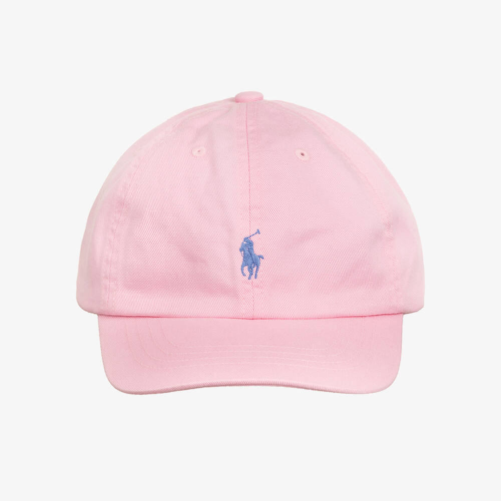 Ralph Lauren-Girls Pink Cotton Twill Cap with Pony Logo | Childrensalon