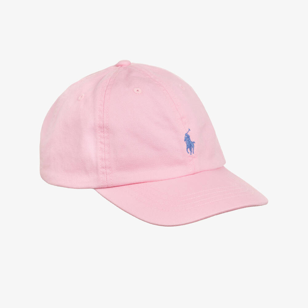 Ralph Lauren-Girls Pink Cotton Twill Cap with Pony Logo | Childrensalon
