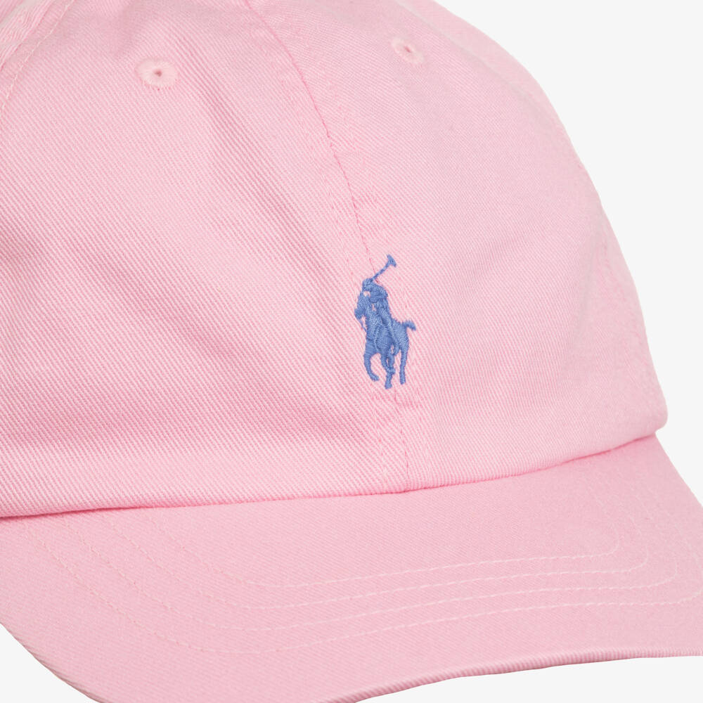 Ralph Lauren-Girls Pink Cotton Twill Cap with Pony Logo | Childrensalon