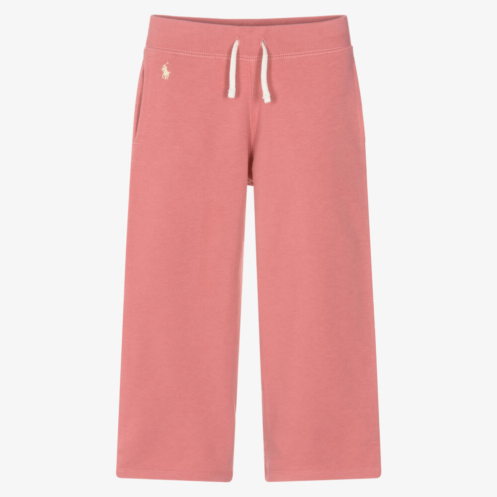 Ralph Lauren-بنطلون رياضي بأرجل واسعة قطن لون زهري للبنات | Childrensalon