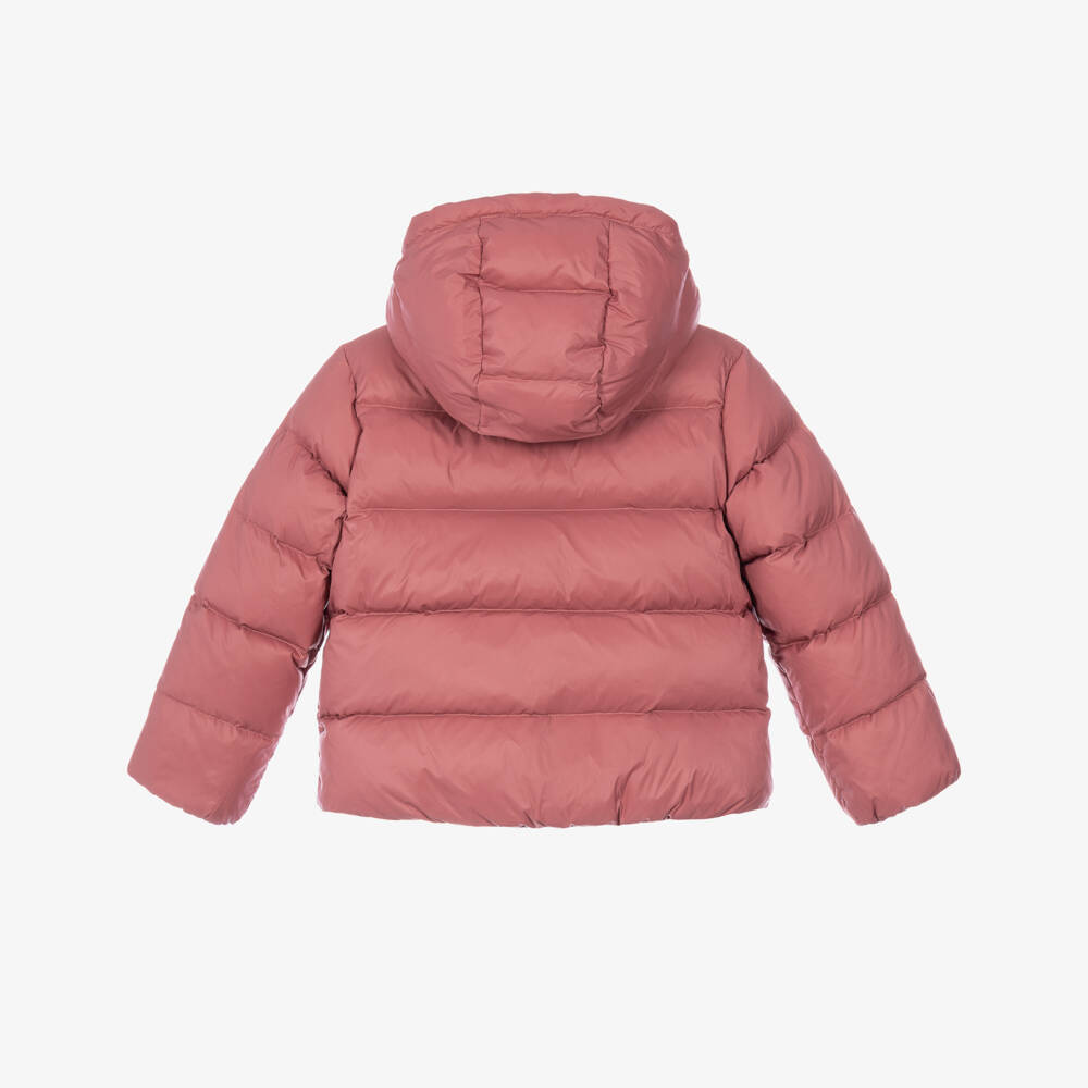 Ralph Lauren-Girls Pink Hooded Down Puffer Jacket | Childrensalon