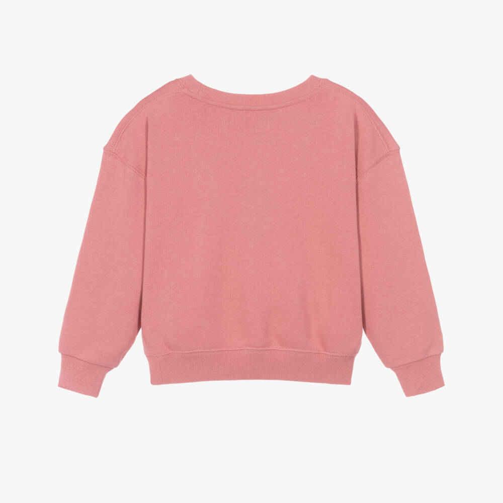 Ralph Lauren-Girls Pink Jersey Sweatshirt with Polo Bear Motif | Childrensalon