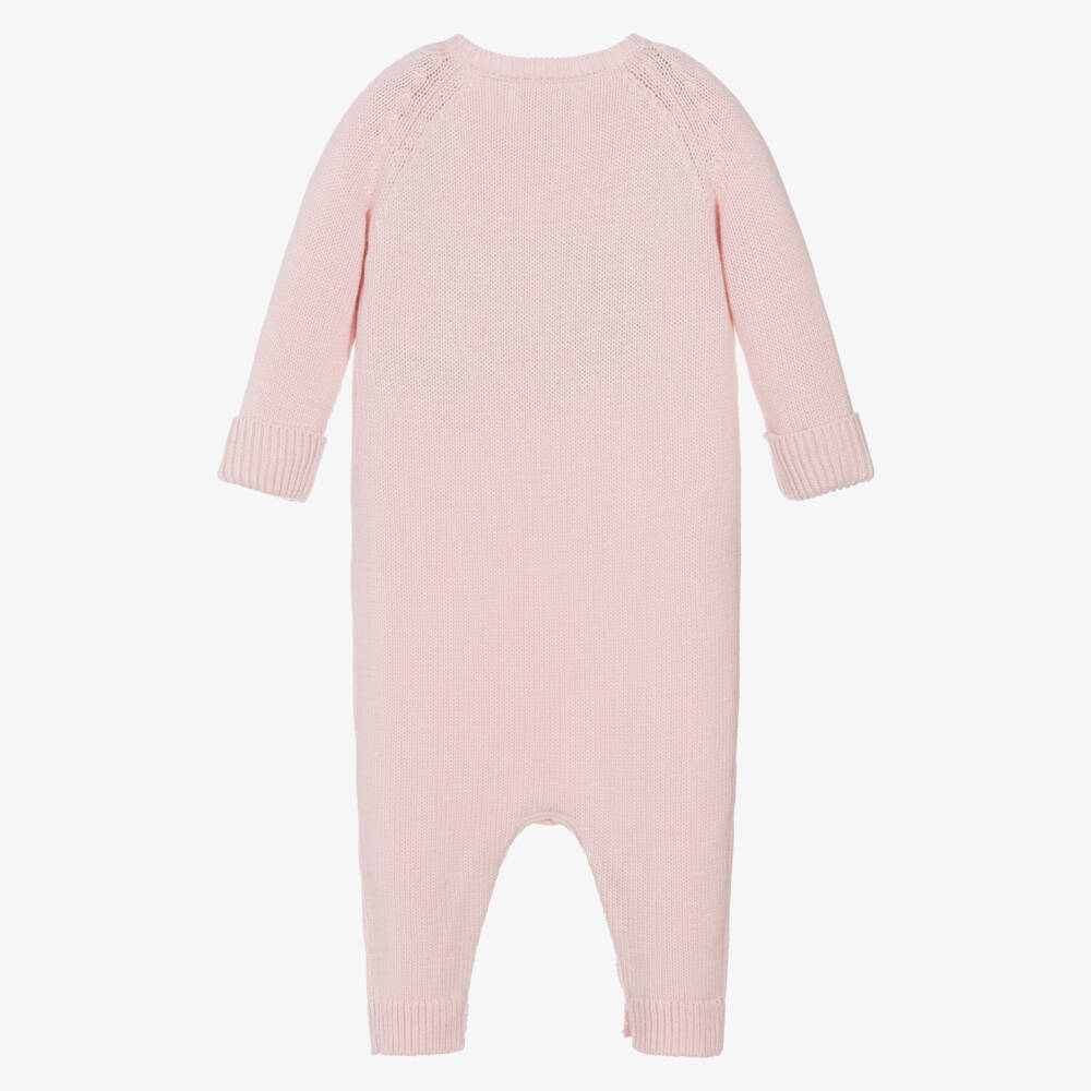 Ralph Lauren-Girls Pink Knitted Cotton USA Flag Romper | Childrensalon
