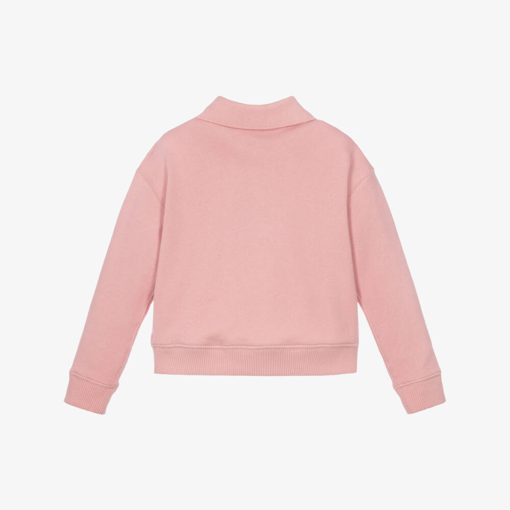 Ralph Lauren-Girls Pink Polo Sweatshirt with Logo Embroidery | Childrensalon