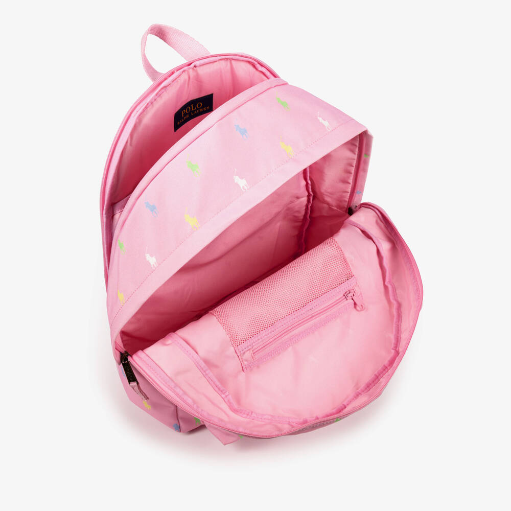 Ralph Lauren-Girls Pink Pony Print Backpack (46cm) | Childrensalon