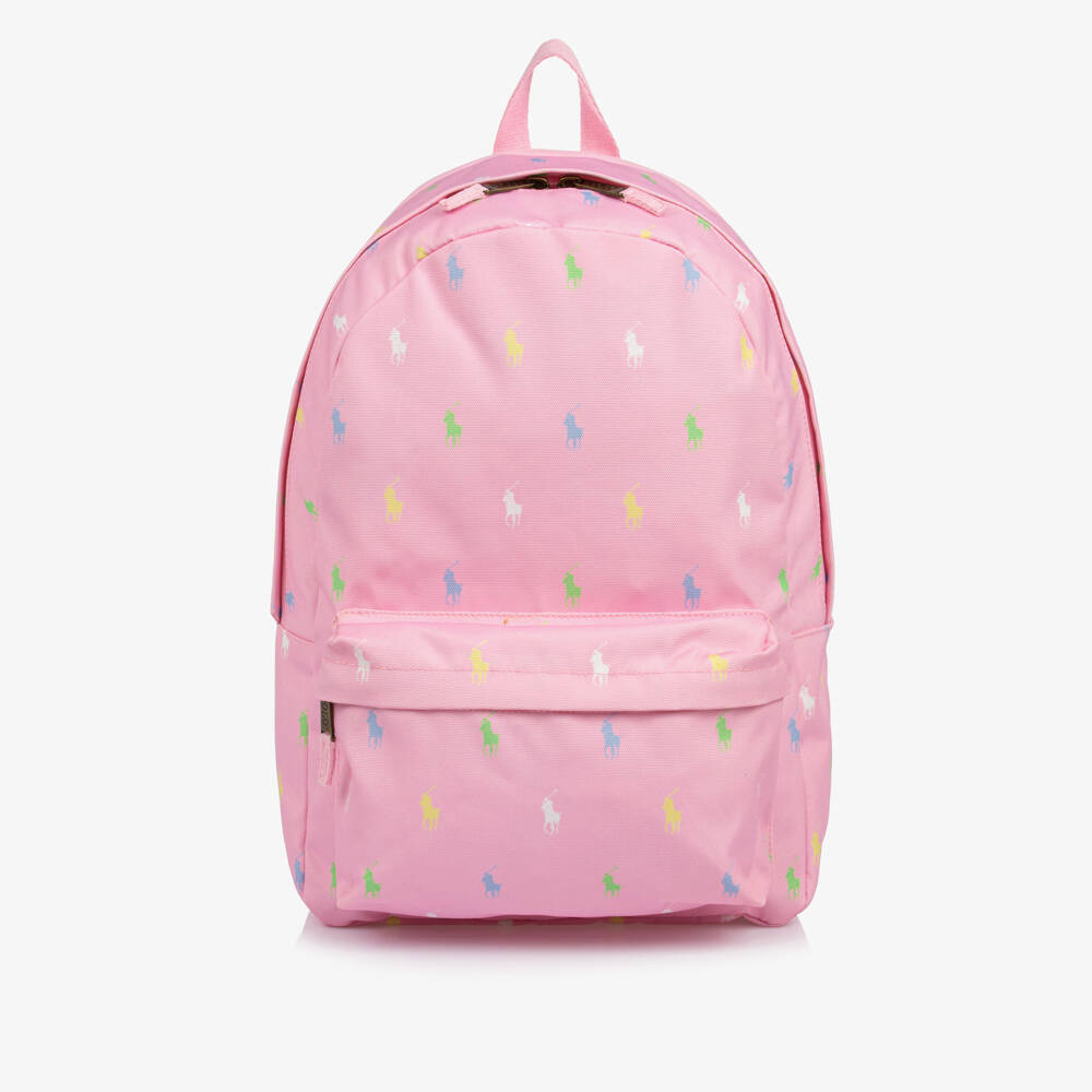 Ralph Lauren-Girls Pink Pony Print Backpack (46cm) | Childrensalon