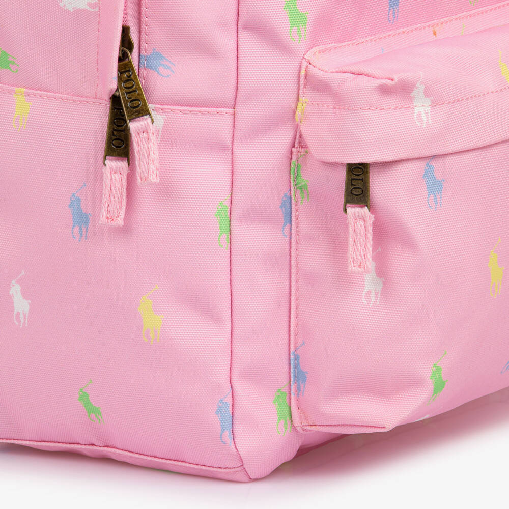 Ralph Lauren-Girls Pink Pony Print Backpack (46cm) | Childrensalon
