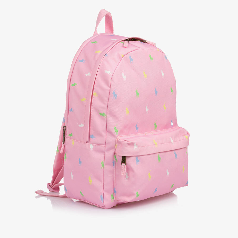 Ralph Lauren-Girls Pink Pony Print Backpack (46cm) | Childrensalon
