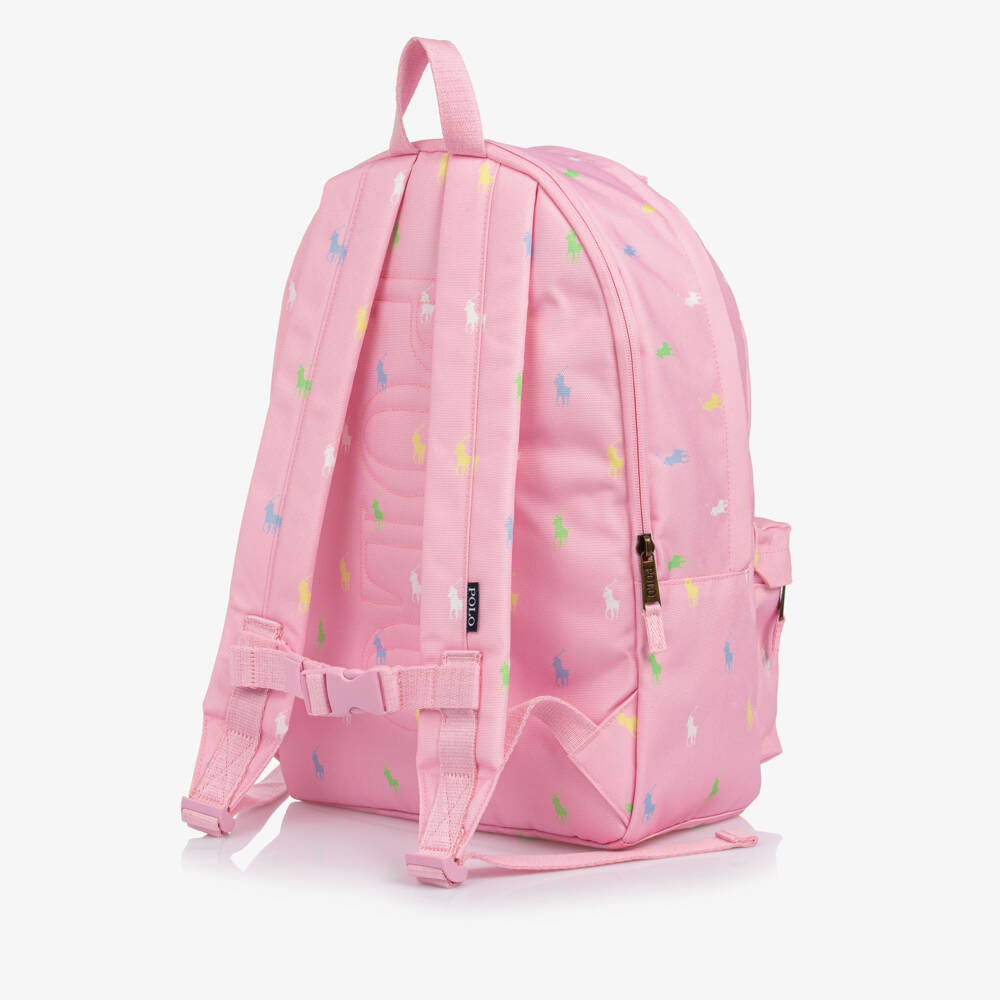 Ralph Lauren-Girls Pink Pony Print Backpack (46cm) | Childrensalon