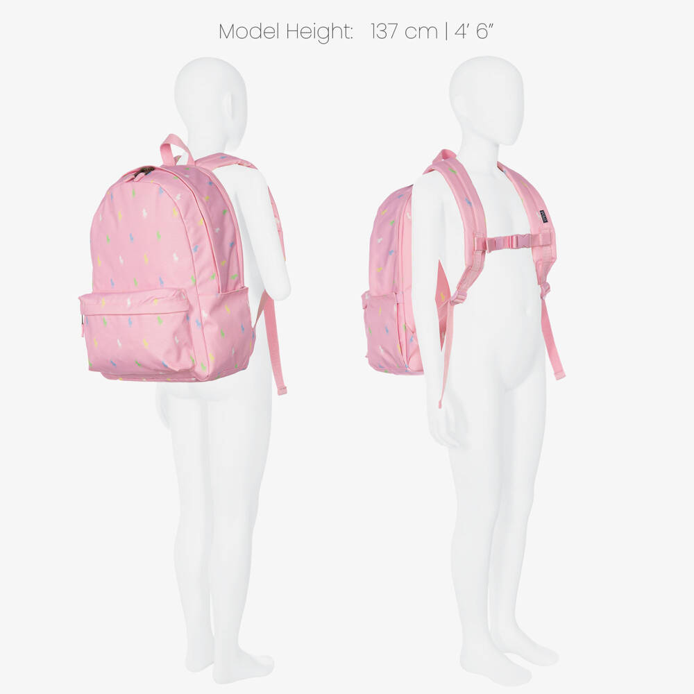 Ralph Lauren-Girls Pink Pony Print Backpack (46cm) | Childrensalon