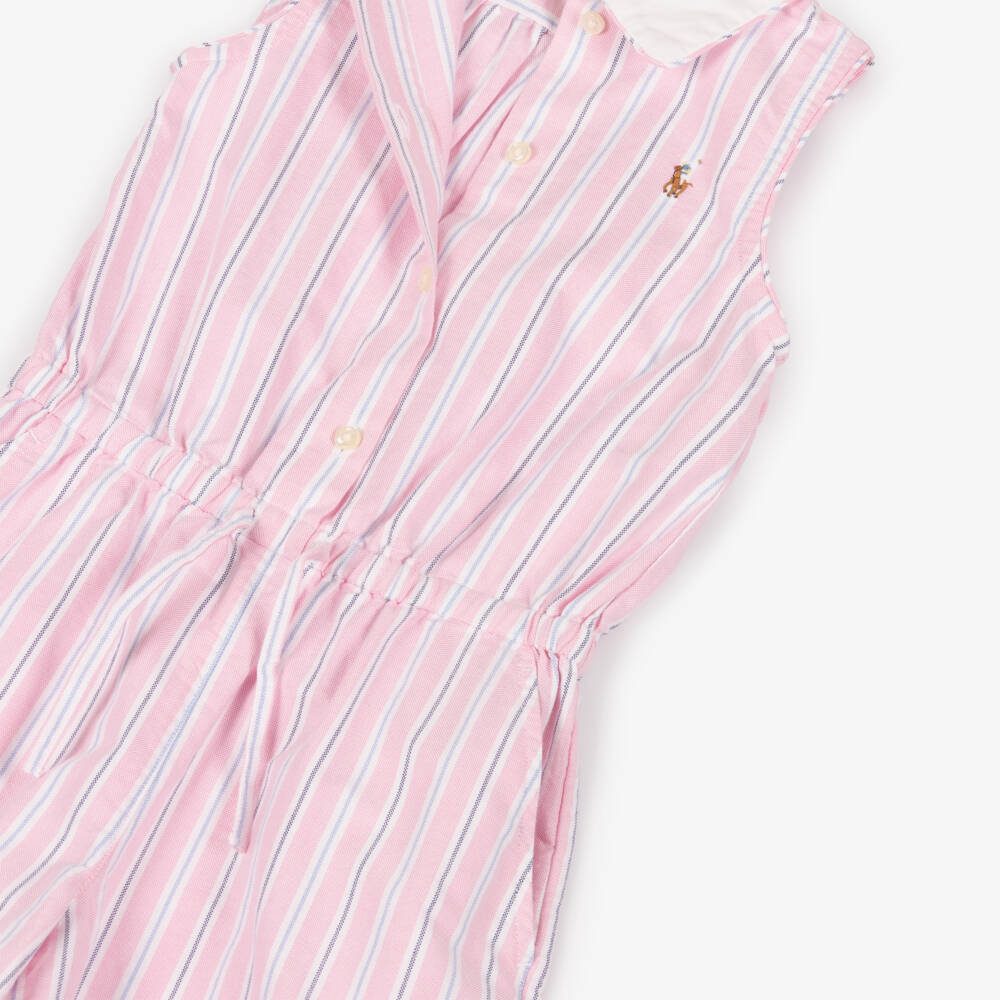Ralph Lauren-Комбинезон розовый в полоску из хлопка для девочек | Childrensalon
