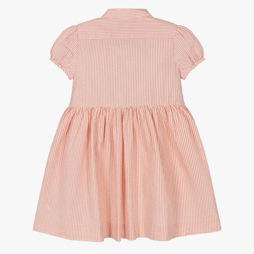 Ralph Lauren-Girls Pink Striped Seersucker Dress | Childrensalon