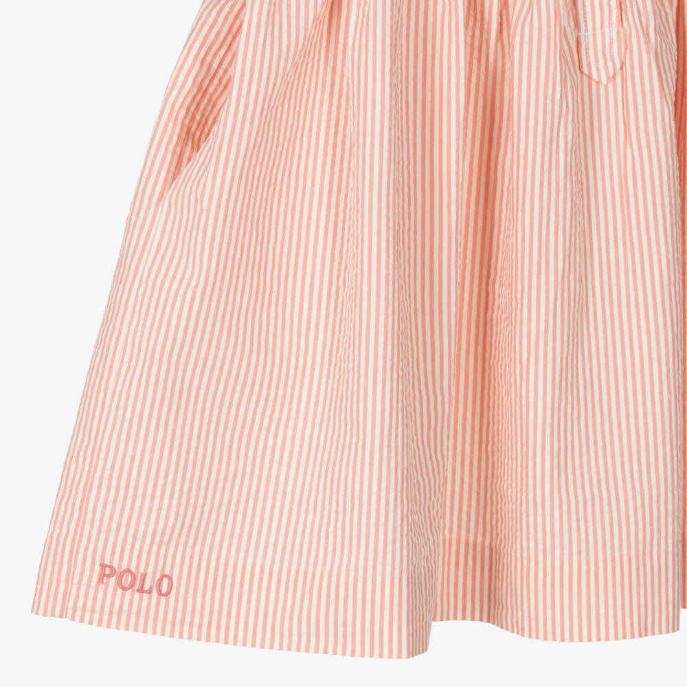 Ralph Lauren-Girls Pink Striped Seersucker Dress | Childrensalon