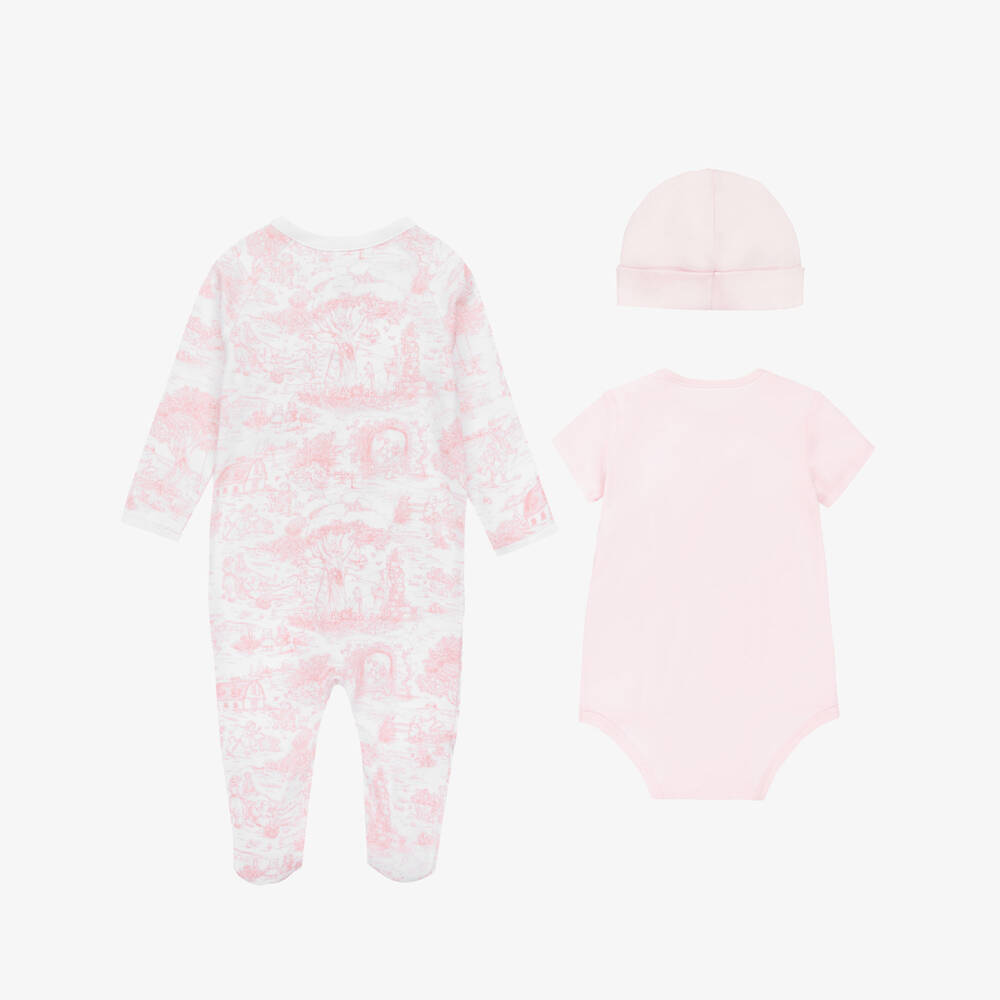 Ralph Lauren-Girls Pink Toile De Jouy Babysuit Gift Set | Childrensalon