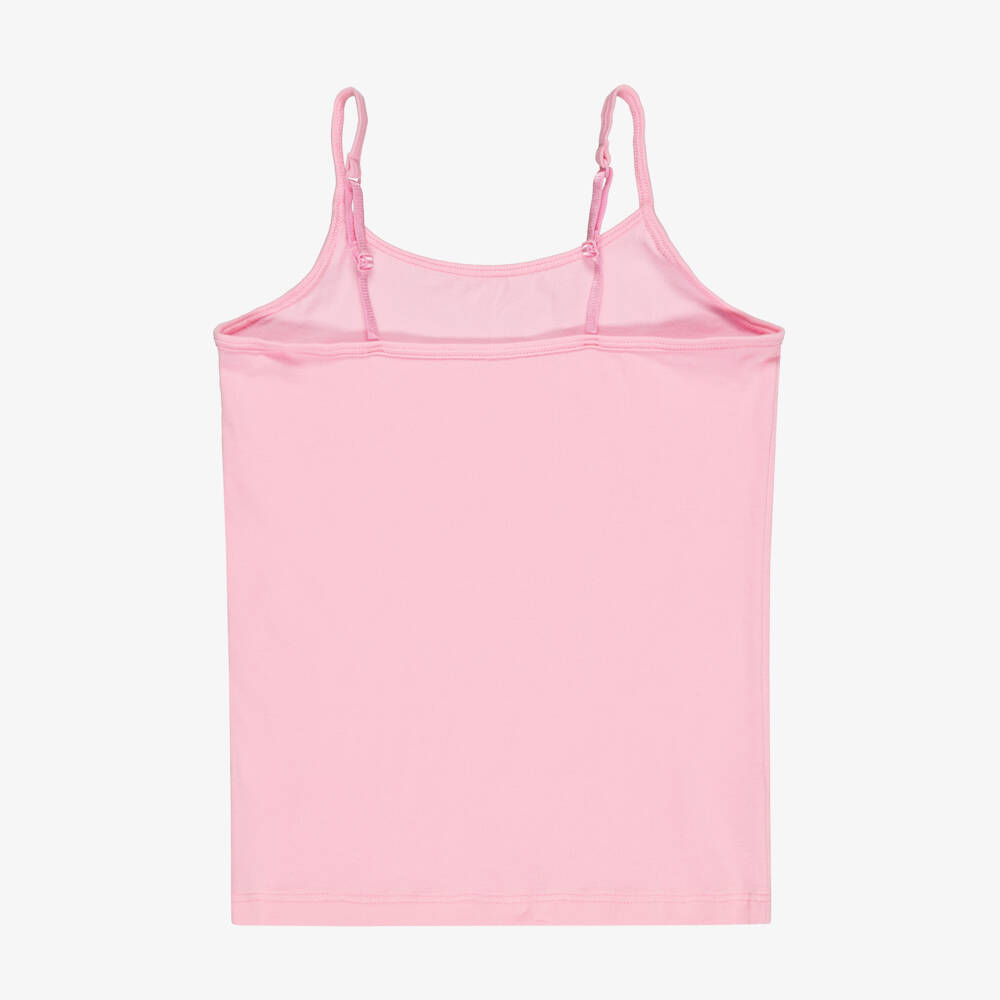 Ralph Lauren-Girls Pink & White Cotton Jersey Vests (2 Pack) | Childrensalon