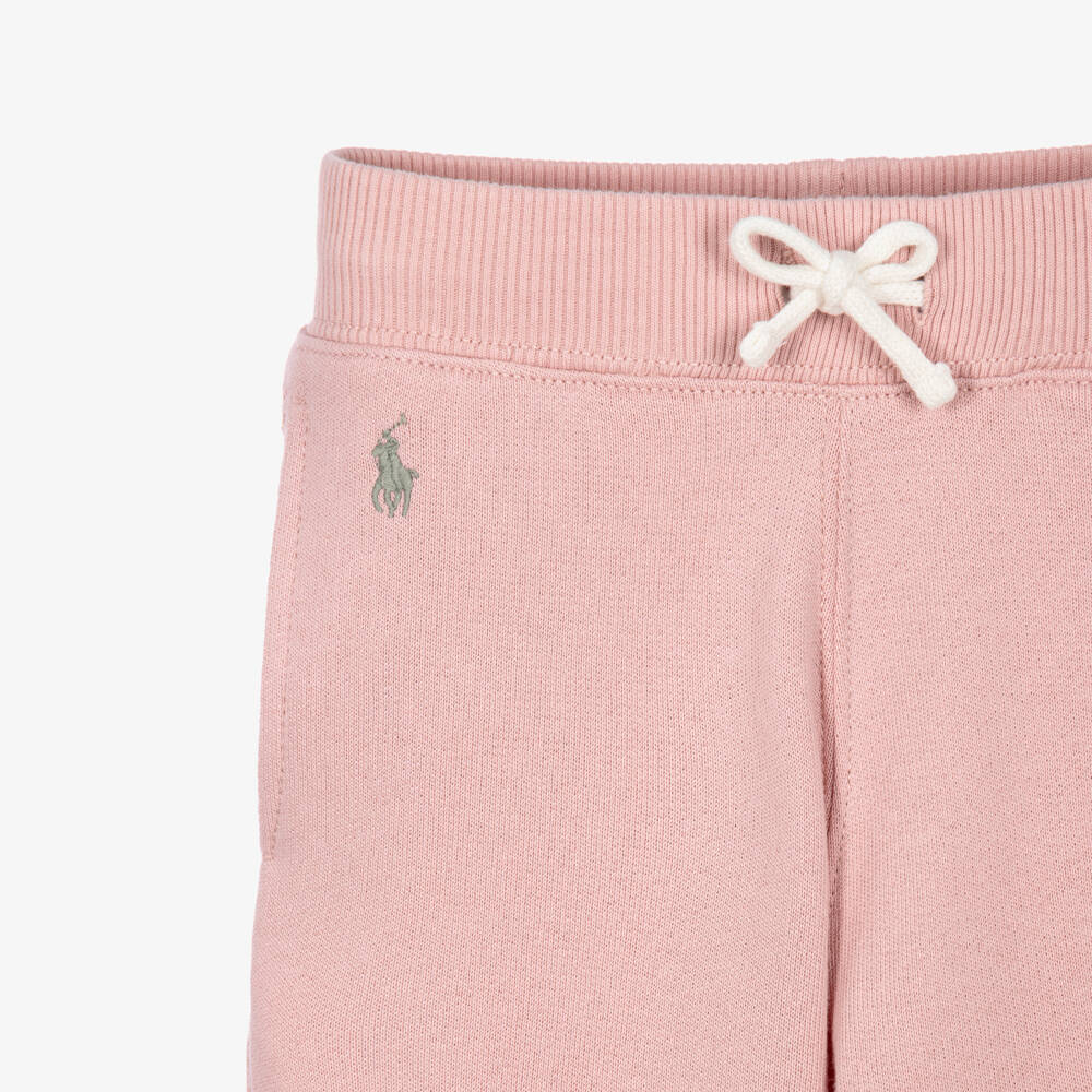 Ralph Lauren-Girls Pink Wide Leg Jersey Joggers | Childrensalon