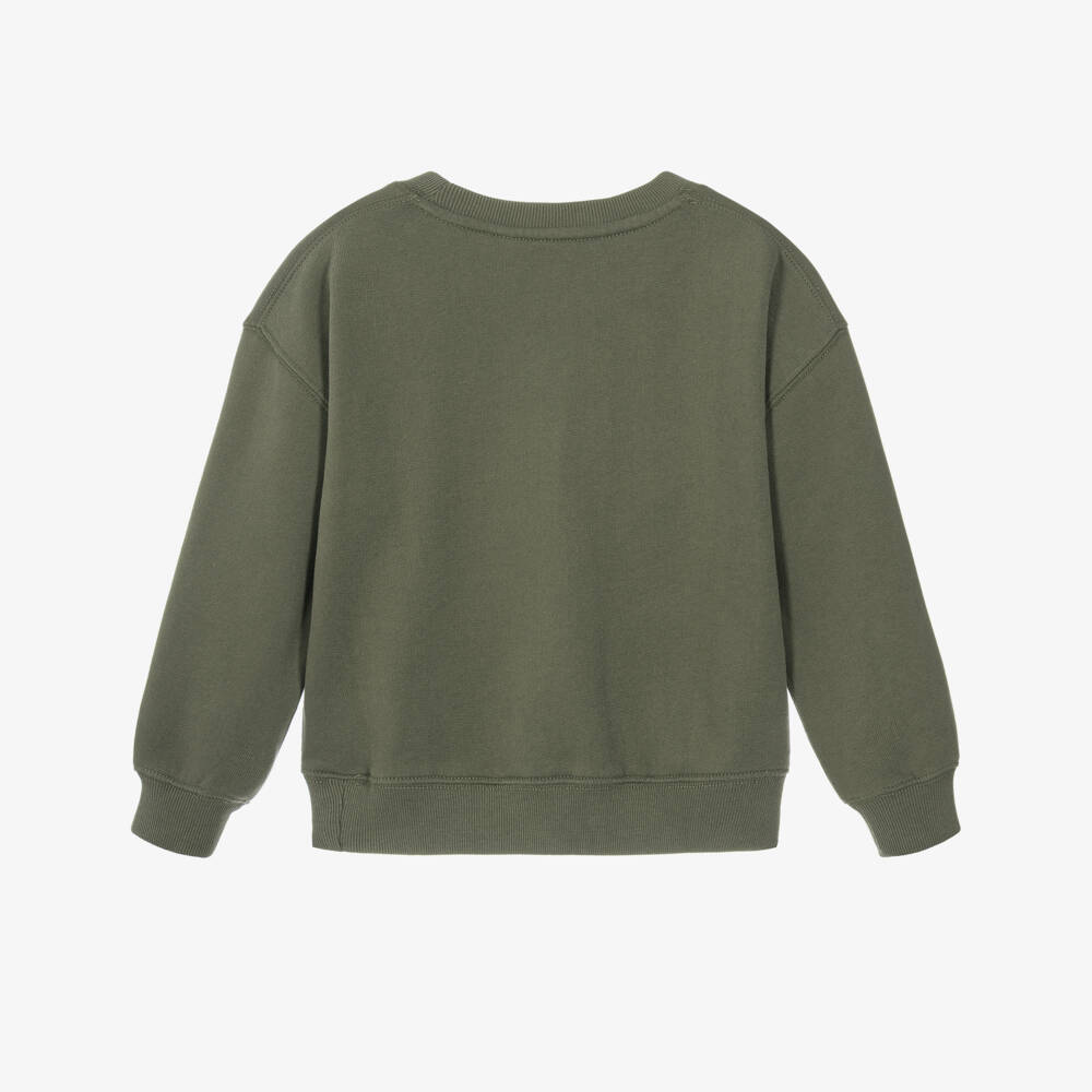 Ralph Lauren-Girls Polo Bear Sweatshirt in Khaki Green | Childrensalon