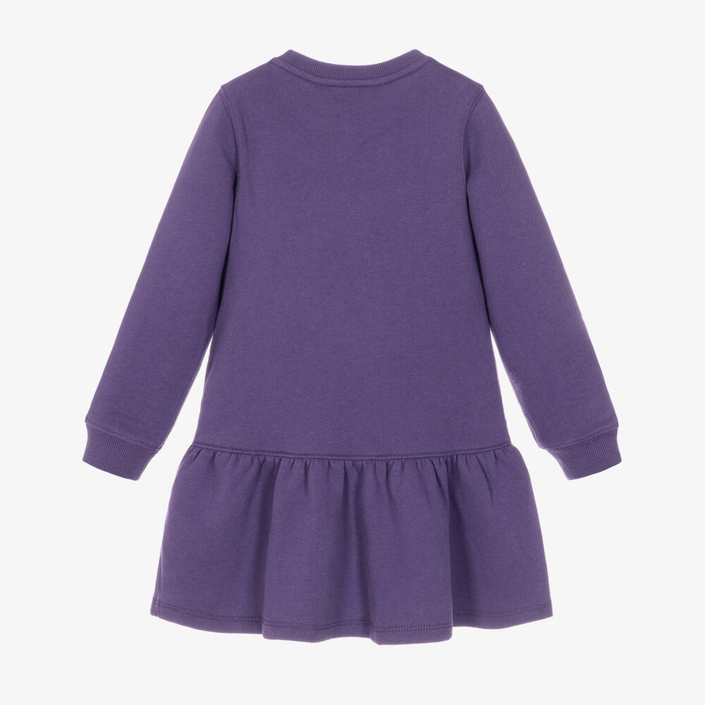 Ralph Lauren-Girls Purple Polo Bear Sweatshirt Dress | Childrensalon