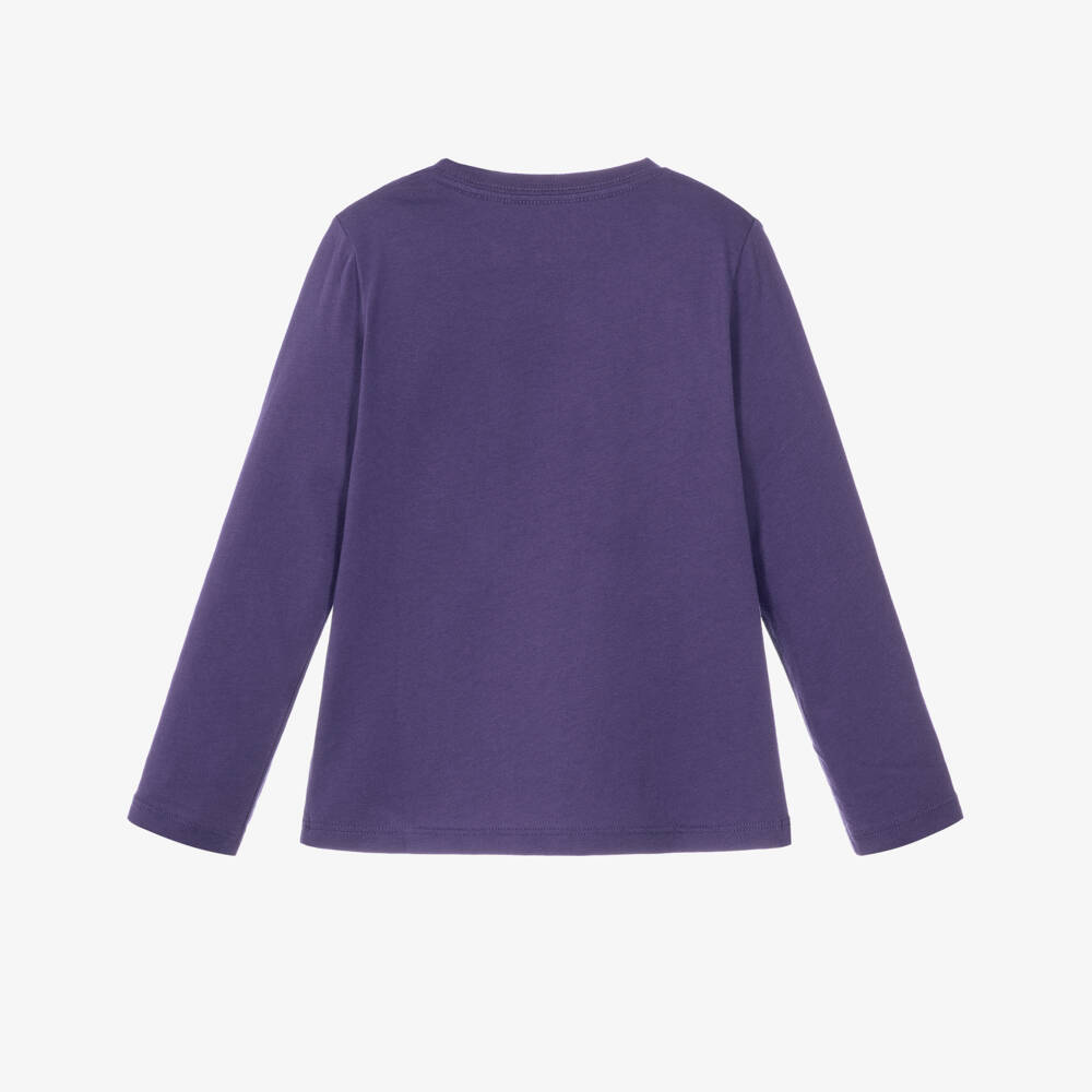Ralph Lauren-Girls Purple Polo Bear Top in Cotton Jersey | Childrensalon