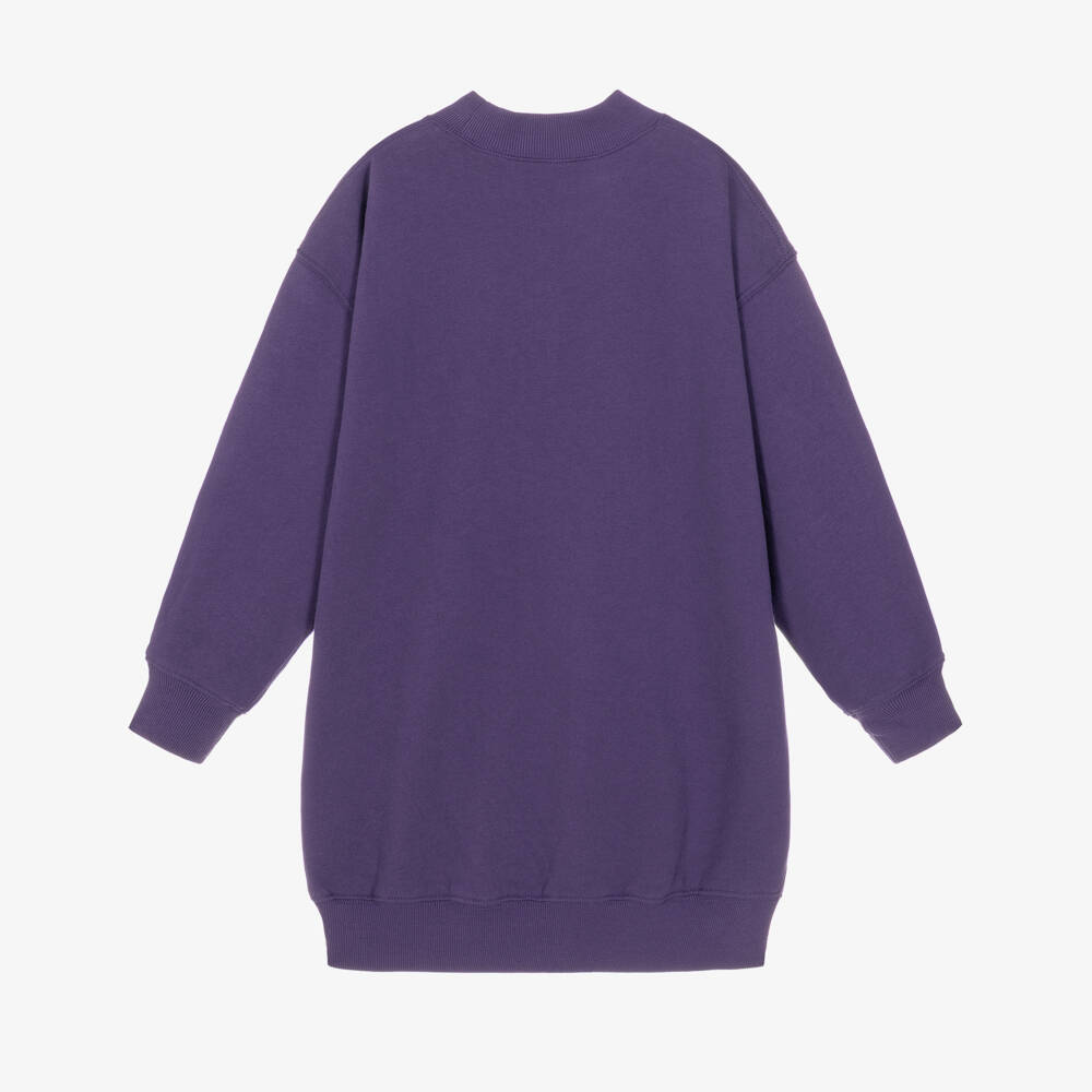 Ralph Lauren-Girls Purple Sweatshirt Dress with Polo Bear | Childrensalon