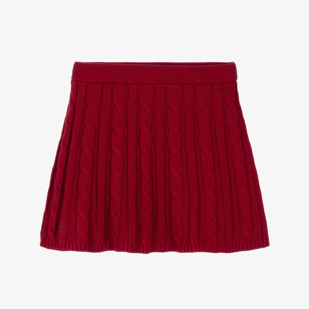 Ralph Lauren-Girls Red Cable Knit Skirt | Childrensalon