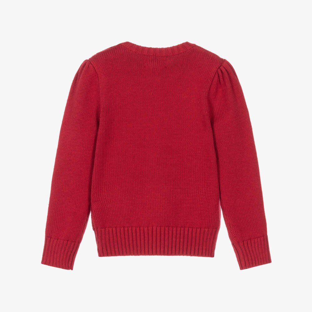 Ralph Lauren-Girls Red Polo Bear Sweater | Childrensalon
