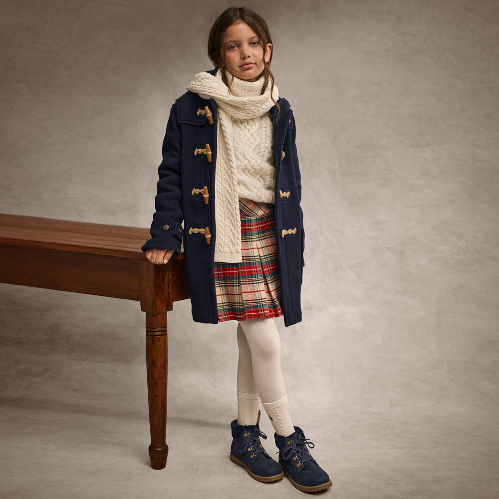 Ralph Lauren-Girls Red Tartan Cotton Skirt | Childrensalon