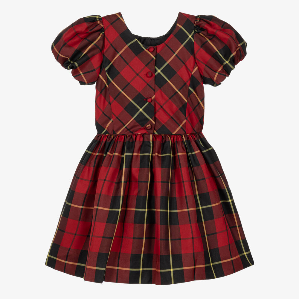 Ralph Lauren-Girls Red Tartan Taffeta Dress | Childrensalon