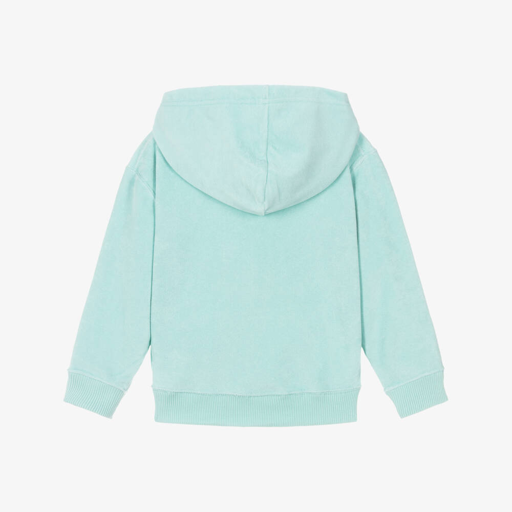Ralph Lauren-Girls Turquoise Blue Polo Bear Towelling Hoodie | Childrensalon