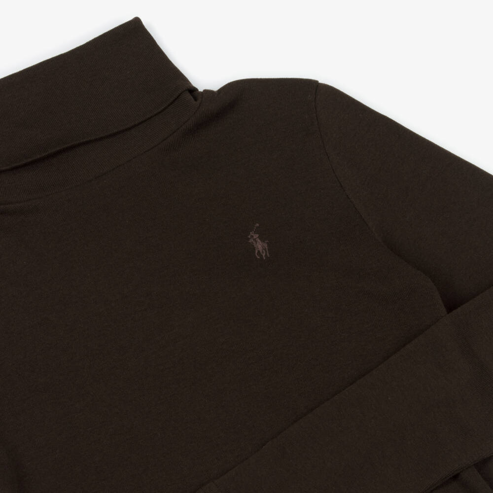 Ralph Lauren-Водолазка коричневая с длинными рукавами для девочек | Childrensalon