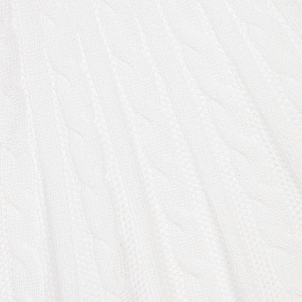 Ralph Lauren-Girls White Cotton Cable Knit Fit & Flare Dress | Childrensalon