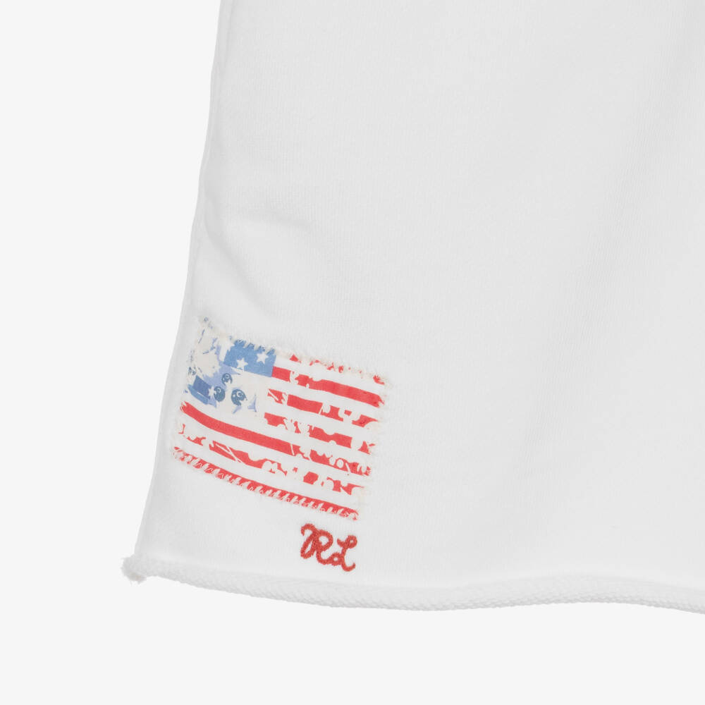 Ralph Lauren-شورت قطن جيرسي لون أبيض للبنات | Childrensalon