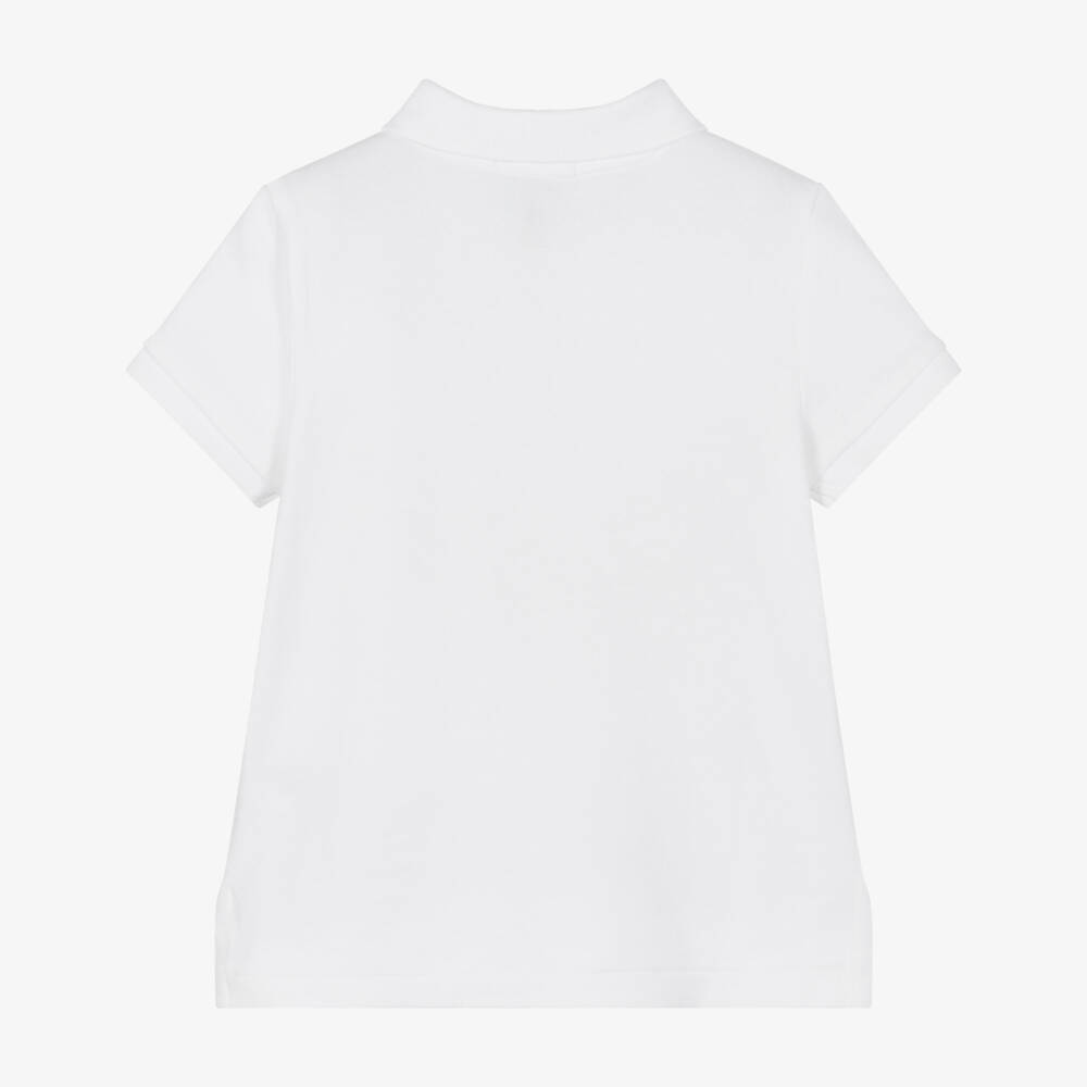 Ralph Lauren-Girls White Cotton Piqué Short Sleeve Polo Shirt | Childrensalon