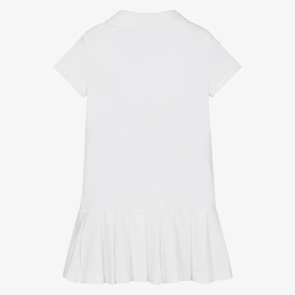 Ralph Lauren-Girls White Cotton Polo Dress with Big Pony Logo | Childrensalon