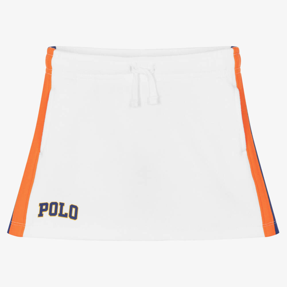 Ralph Lauren Girls Polo Player Denim Skirt in White