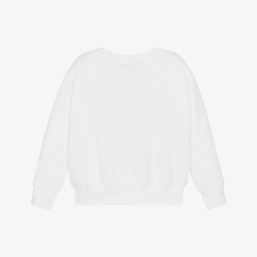 Ralph Lauren-Girls White Jersey Sweatshirt with Polo Bear Motif | Childrensalon