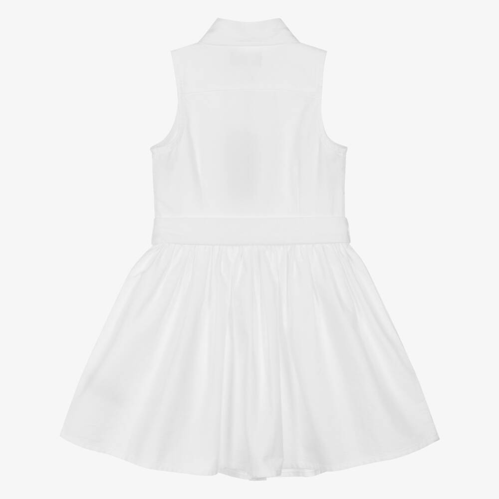 Ralph Lauren-Girls White Oxford Cotton Shirt Dress | Childrensalon