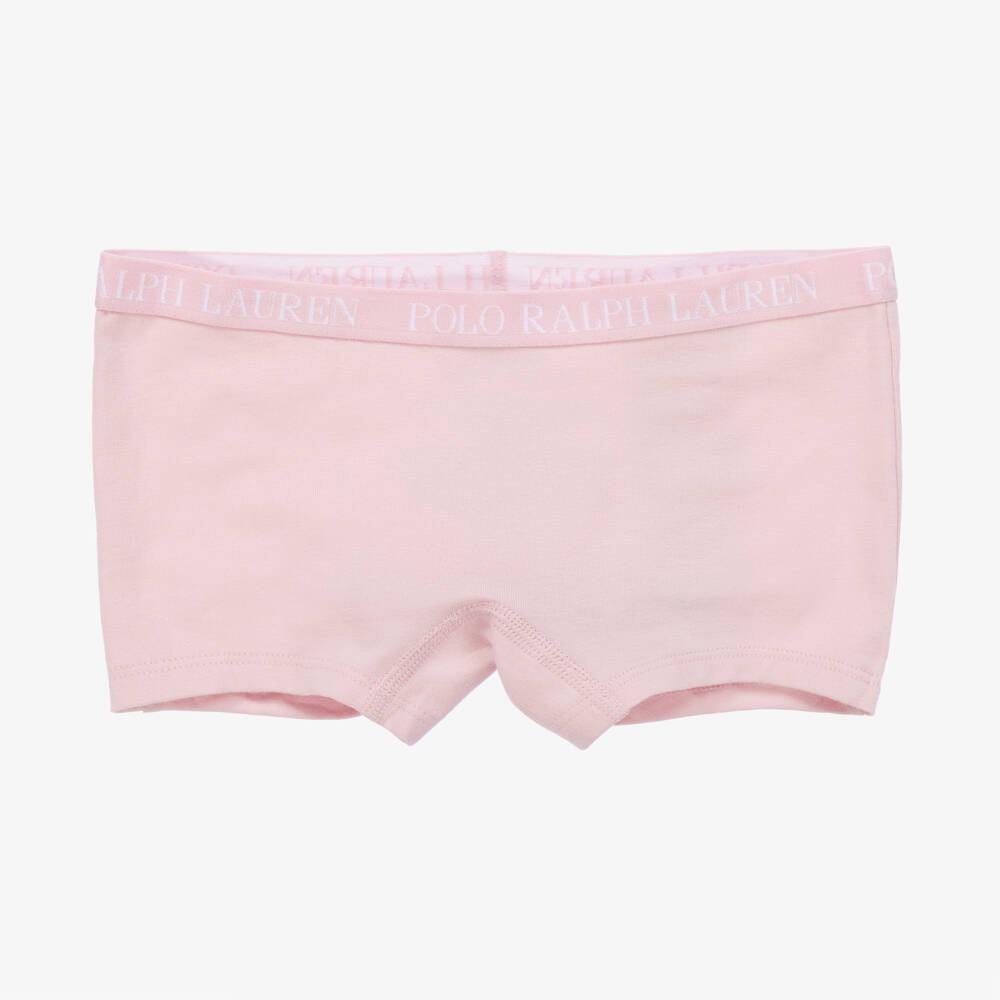 Ralph Lauren-Girls White & Pink Cotton Pants (2 Pack) | Childrensalon