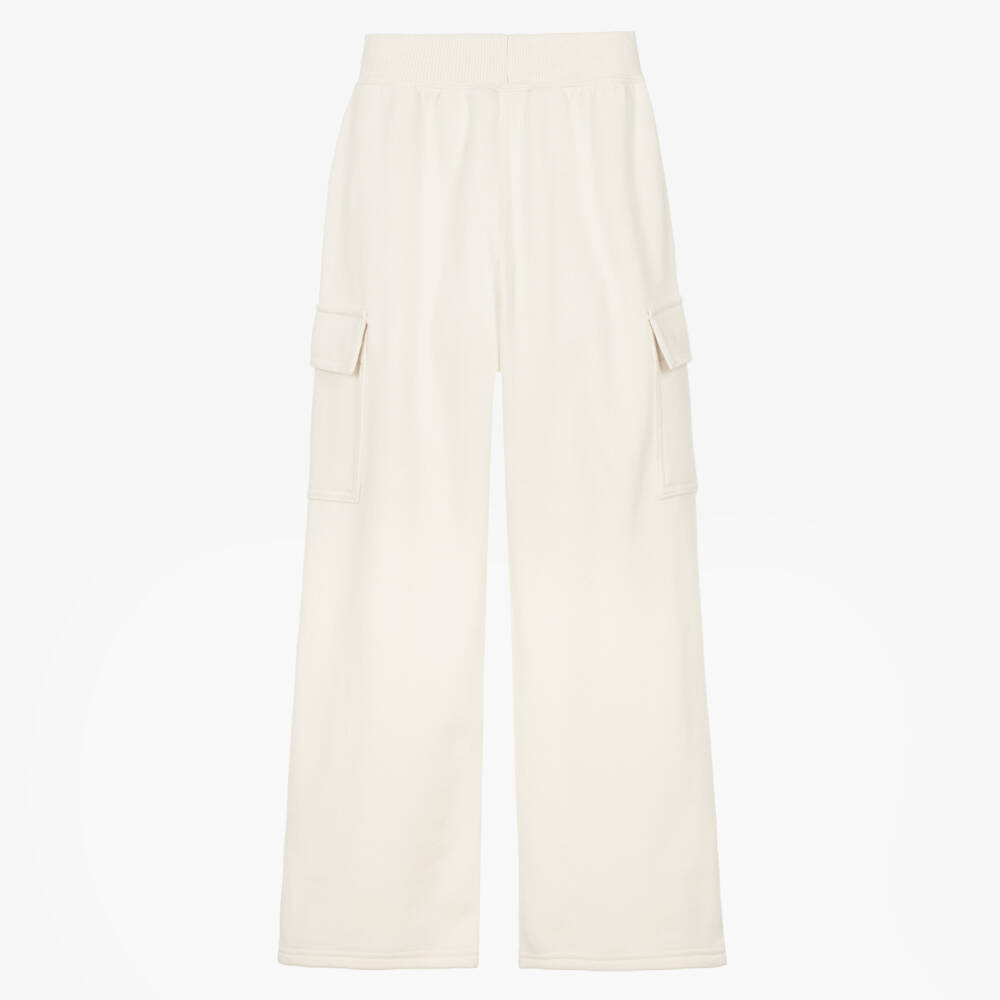 Ralph Lauren-Girls Wide Leg Cargo Joggers in Cream | Childrensalon