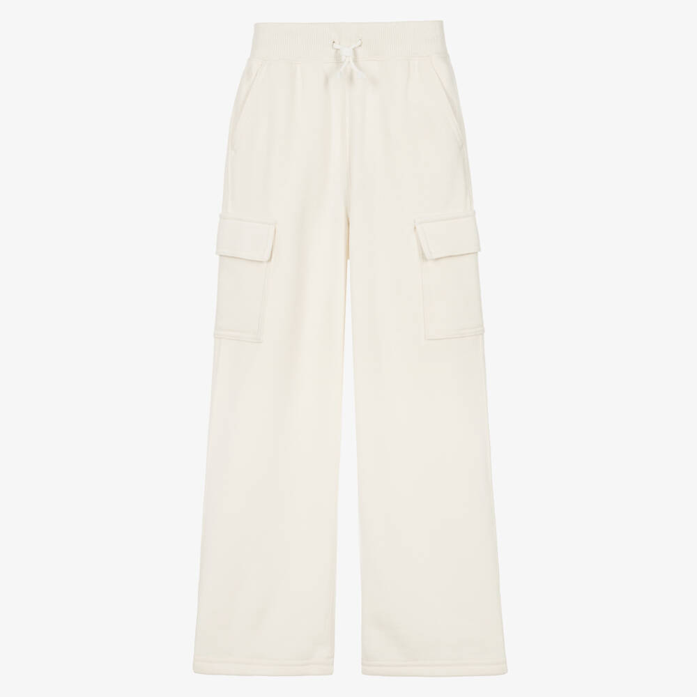 Ralph Lauren-Girls Wide Leg Cargo Joggers in Cream | Childrensalon