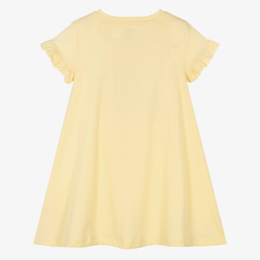 Ralph Lauren-Girls Yellow Cotton Jersey Dress with Polo Bear Motif | Childrensalon